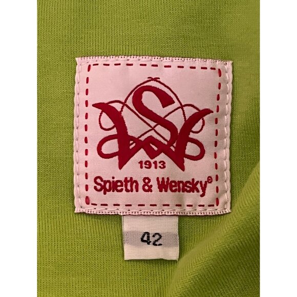 Spieth & Wensky Women's Size 42 Teal Lime Green White Plaid V-Neck Shirt - Picture 6 of 6